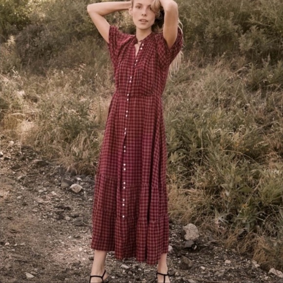 *Doen* Plaid Button-Down Midi Dress - Picture 7 of 8